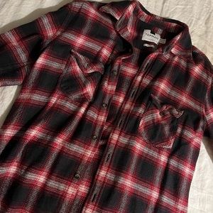 Topman Mens Flannel Plaid Button Up Shirt Small